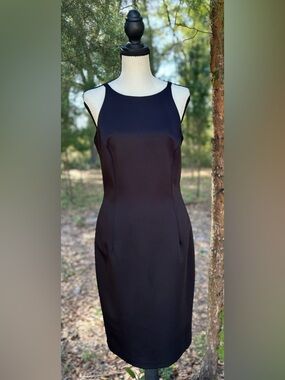 Laundry By Shelli Segal Sleek Black Midi Sheath Dress